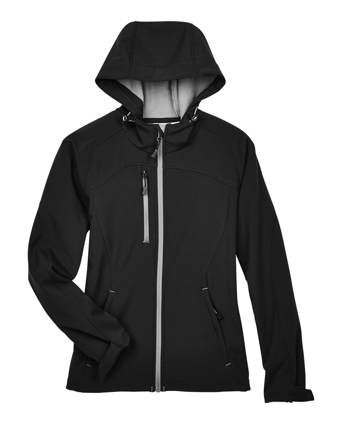 Ladies Two-Layer Fleece Soft Shell Hooded Jacket