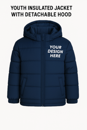 Youth Puffy Jacket with Detachable Hood